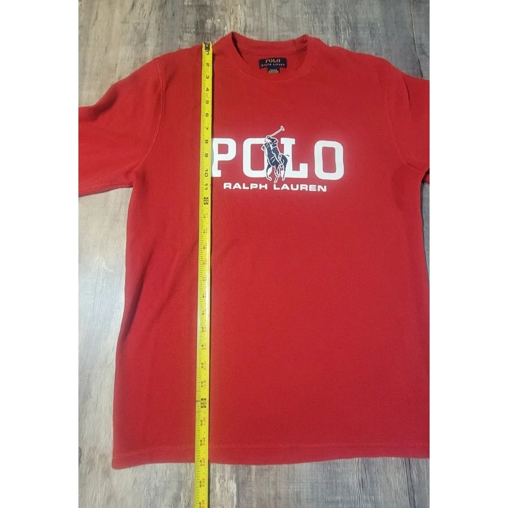 Polo Ralph Lauren Men's Large Red‎ Waffle Knit Thermal Shirt Big Logo Sleepwear